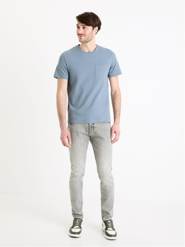 Celio Blaues Herren-Basic-T-Shirt Celio Gepik