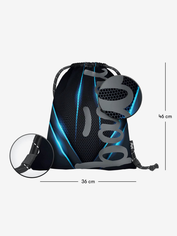 BAAGL  Schwarzes 3er Set Skate Bluelight: Rucksack, Mäppchen, Tasche Baagl