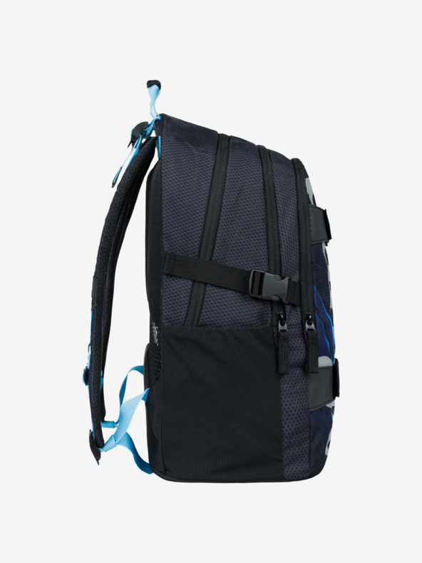 BAAGL  Schwarzes 3er Set Skate Bluelight: Rucksack, Mäppchen, Tasche Baagl