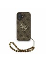 Guess Guess PU 4G Metal Logo Strap Rückseite Hülle für iPhone 16 Braun
