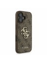 Guess Guess PU 4G Metal Logo Strap Rückseite Hülle für iPhone 16 Braun