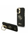 Guess Guess PU Grained 4G Logo Stand Camera Frame Rückseite Hülle für iPhone 16 Schwarz