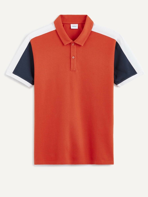 Celio Blaues und oranges Herren-Poloshirt Celio