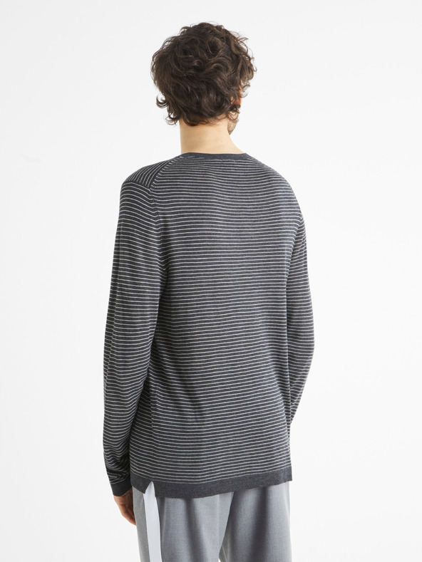Celio Dunkelgrauer gestreifter Herrenpullover von Celio Bestripe