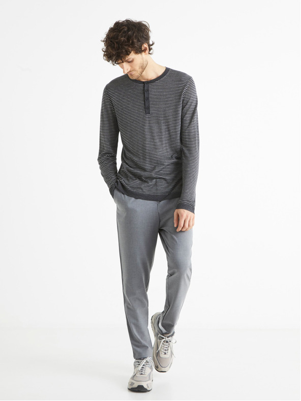 Celio Dunkelgrauer gestreifter Herrenpullover von Celio Bestripe