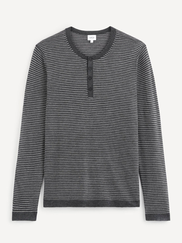Celio Dunkelgrauer gestreifter Herrenpullover von Celio Bestripe