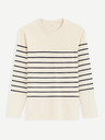Celio Cremefarbenes gestreiftes Herren-T-Shirt Celio Veboxmlr