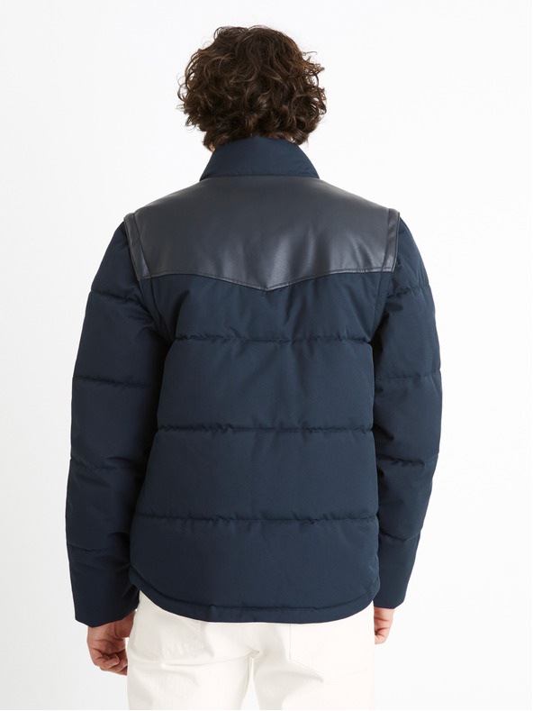 Celio Dunkelblaue Herren-Steppwinterjacke mit abnehmbaren Ärmeln Celio Cumountain