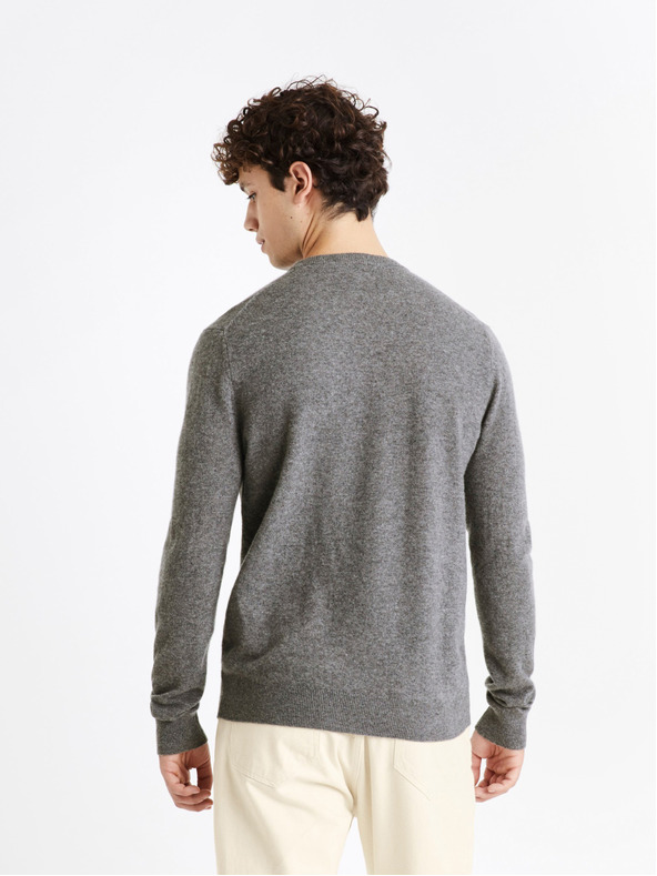 Celio Grauer Herrenpullover aus Merinowolle Celio Cenormal
