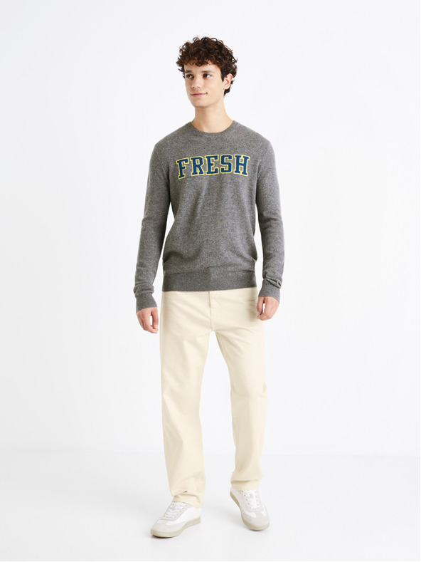 Celio Grauer Herrenpullover aus Merinowolle Celio Cenormal