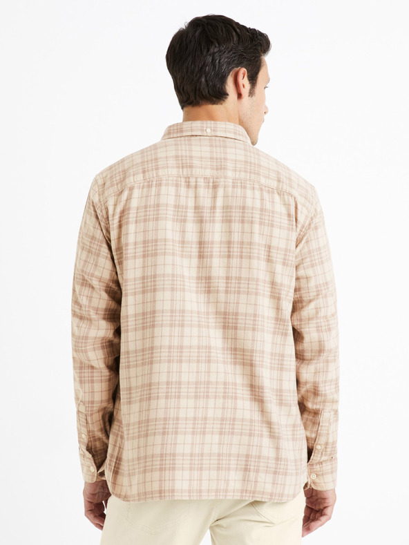 Celio Celio Canewto Beige kariertes Flanellhemd