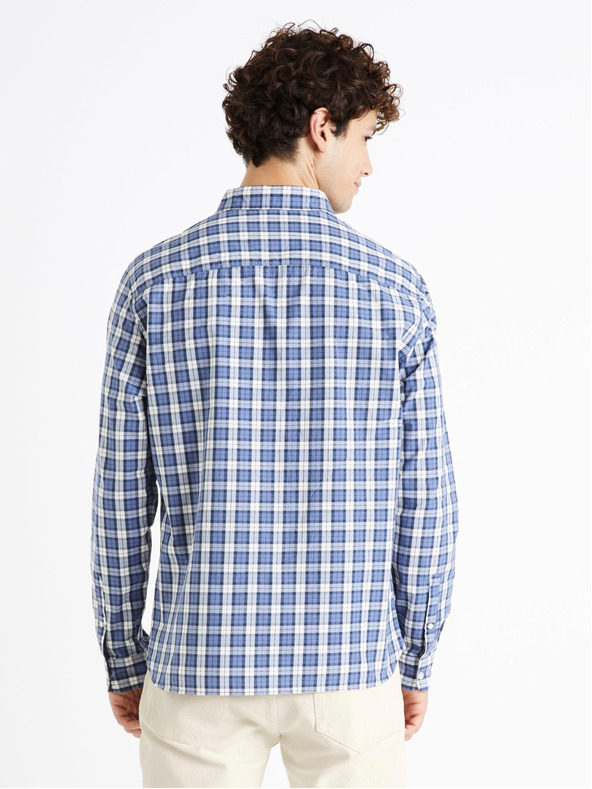 Celio Weiß-blau kariertes Herrenhemd Celio Dawayne