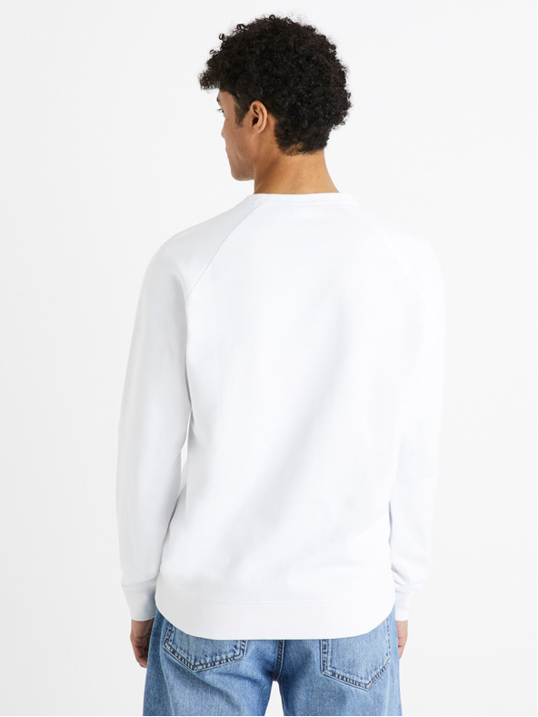 Celio Weißes Herren-Basic-Sweatshirt aus Baumwolle Celio Debiais