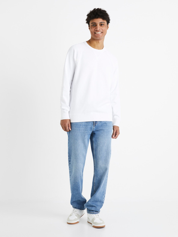 Celio Weißes Herren-Basic-Sweatshirt aus Baumwolle Celio Debiais