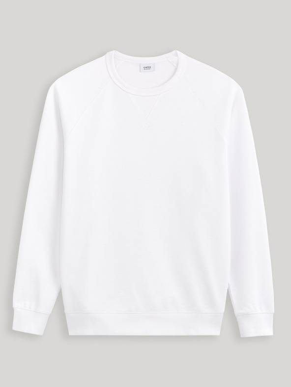 Celio Weißes Herren-Basic-Sweatshirt aus Baumwolle Celio Debiais