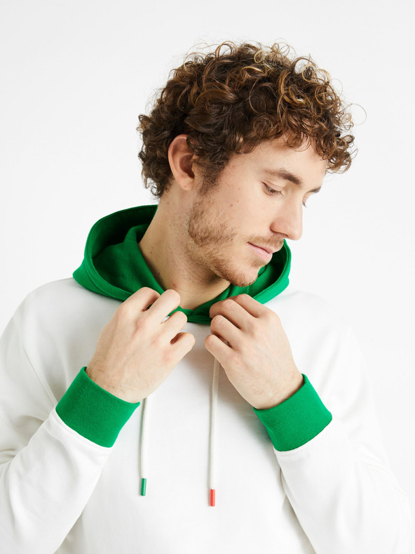 Celio Grün-weißes Herren-Celio-Demultico-Sweatshirt