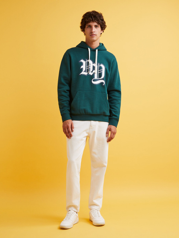 Celio Dunkelgrüner Herren-Kapuzenpullover Celio Fecago