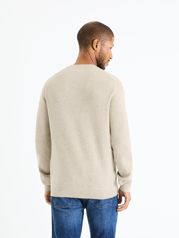 Celio Beige Herren-Basic-Pullover Celio Femoon