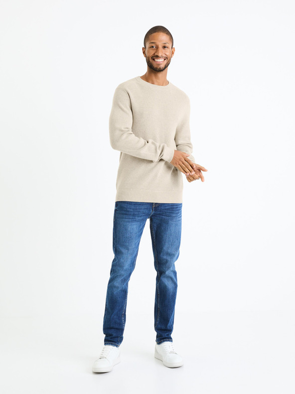Celio Beige Herren-Basic-Pullover Celio Femoon
