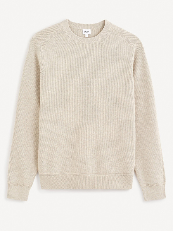 Celio Beige Herren-Basic-Pullover Celio Femoon