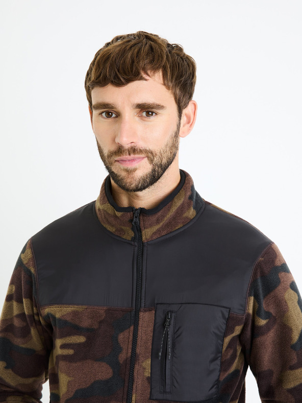 Celio Braunes Herren-Sweatshirt mit Reißverschluss Celio Fecamo