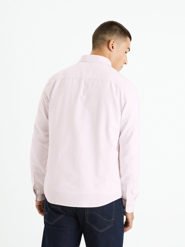 Celio Rosa gestreiftes Herrenhemd Celio Caoxfordy