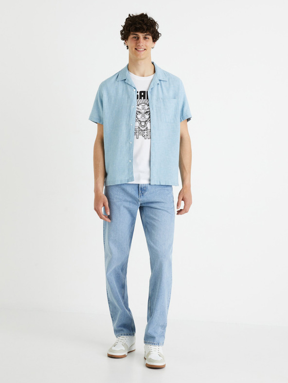Celio Hellblaue Herrenjeans mit gerader Passform Celio Foloose