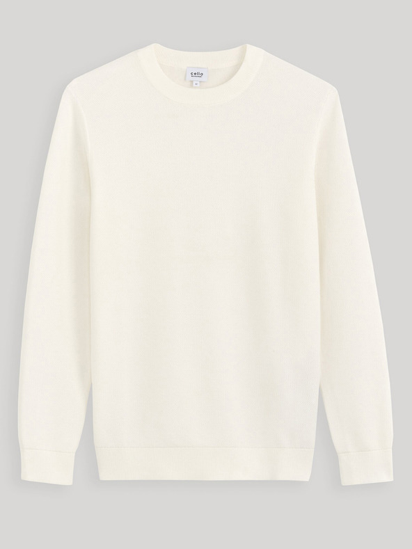Celio Cremefarbener Herren-Basic-Pullover Celio Bepic