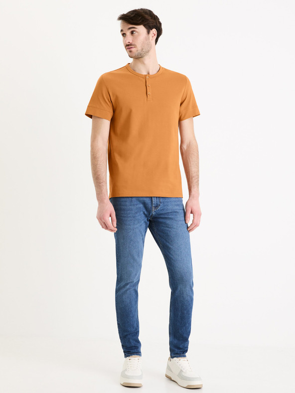 Celio Braunes Herren-Basic-T-Shirt Celio Geley