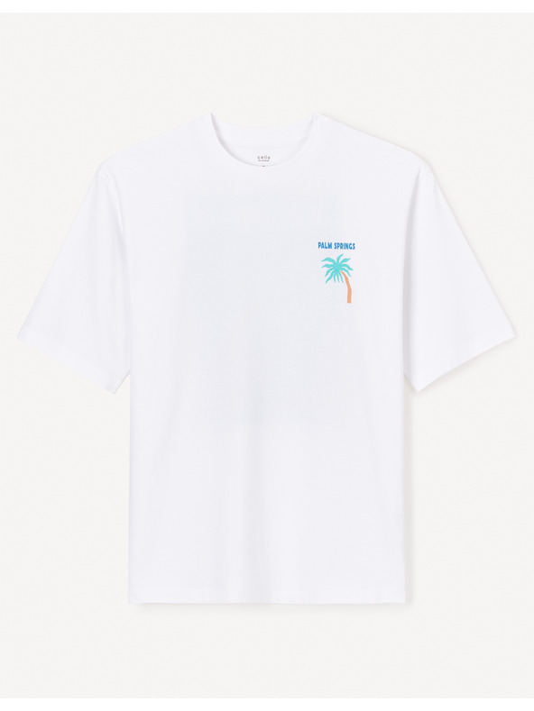 Celio Weißes Herren-T-Shirt in Übergröße Celio Jecalif