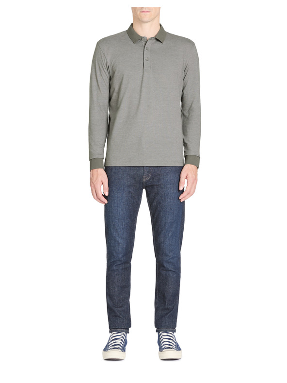 Celio Graues Herren Langarm-Poloshirt Celio Janime