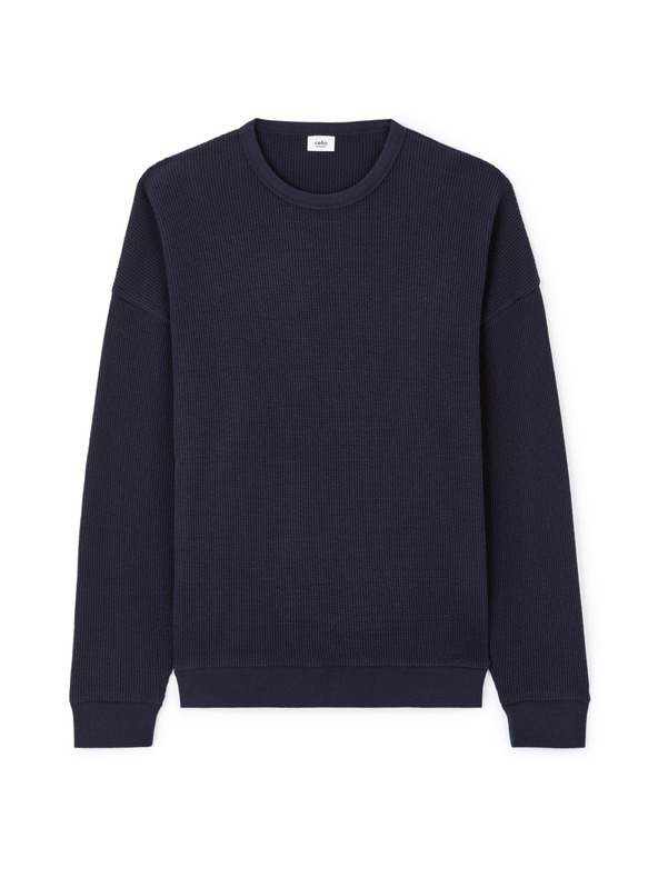 Celio Dunkelblauer Herrenpullover Celio Lecrewwaff