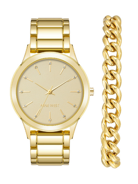 Nine West	 Damen Geschenkset Uhr und Armband Nine West NW/2770GPST
