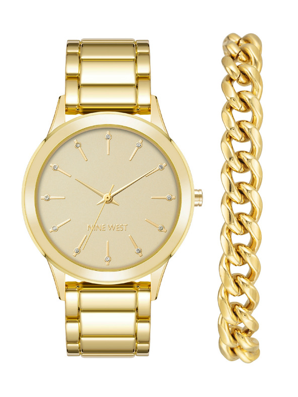 Nine West	 Damen Geschenkset Uhr und Armband Nine West NW/2770GPST