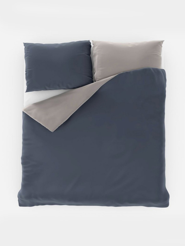 Kvalitex Satiniertes französisches Leinen LUXURY COLLECTION 1+2, 200x200, 70x90cm dunkelgrau / hellgrau