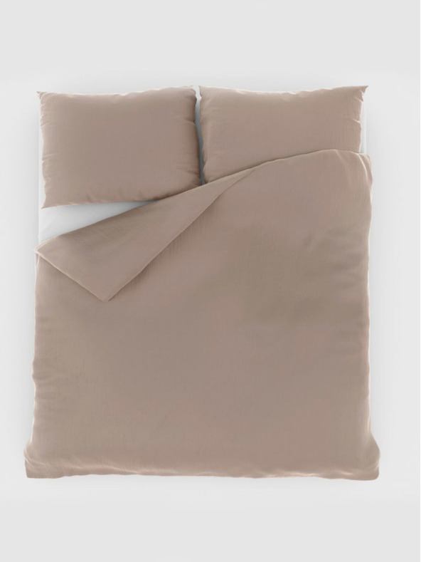 Kvalitex Französische Musselin-Bettwäsche 240x220, 70x90cm beige Qualitex