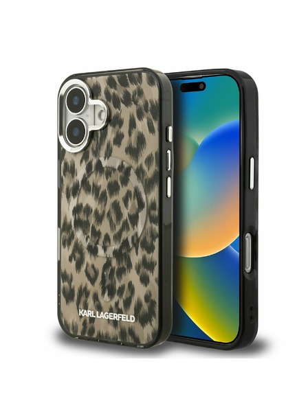 Karl Lagerfeld Karl Lagerfeld IML Leopard MagSafe Rückseite Hülle für iPhone 16 Braun