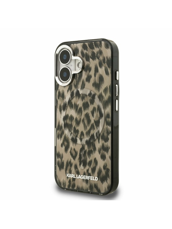 Karl Lagerfeld Karl Lagerfeld IML Leopard MagSafe Rückseite Hülle für iPhone 16 Braun