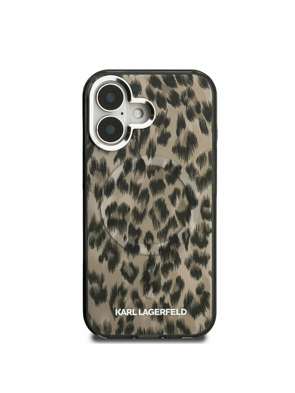Karl Lagerfeld Karl Lagerfeld IML Leopard MagSafe Rückseite Hülle für iPhone 16 Braun