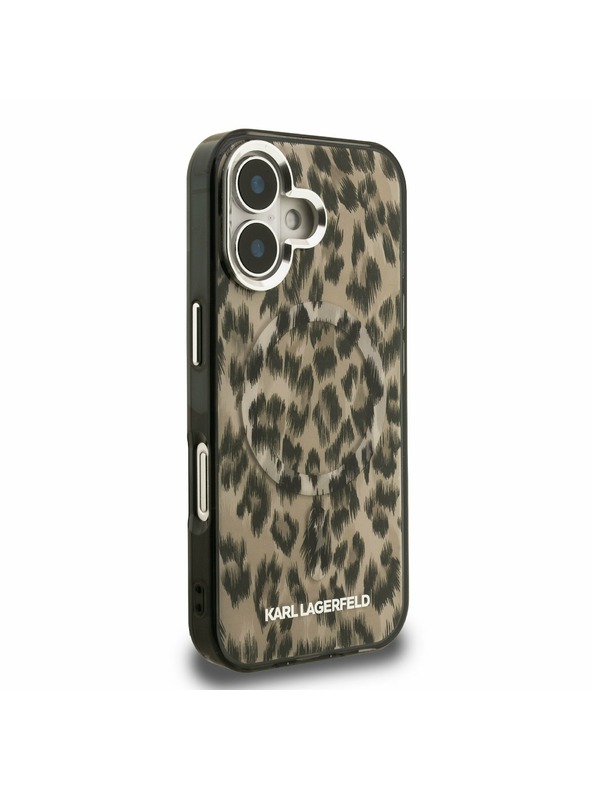 Karl Lagerfeld Karl Lagerfeld IML Leopard MagSafe Rückseite Hülle für iPhone 16 Braun