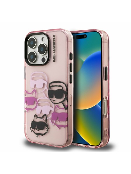 Karl Lagerfeld Karl Lagerfeld IML Multi K&CH Heads Rückseite Hülle für iPhone 16 Pro Max Pink