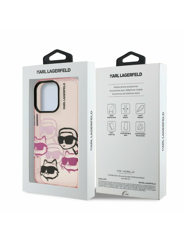 Karl Lagerfeld Karl Lagerfeld IML Multi K&CH Heads Rückseite Hülle für iPhone 16 Pro Max Pink
