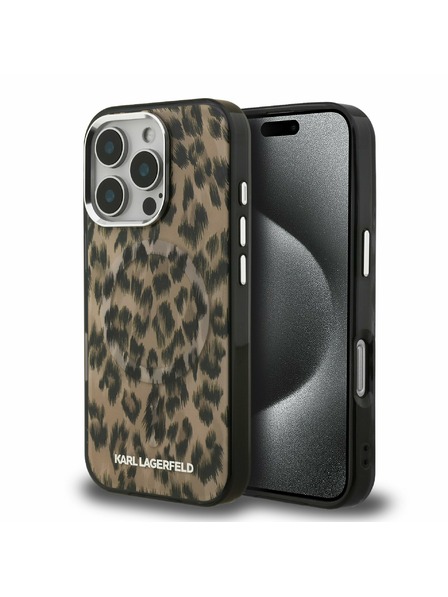Karl Lagerfeld Karl Lagerfeld IML Leopard MagSafe Rückseite Hülle für iPhone 16 Pro Max Braun