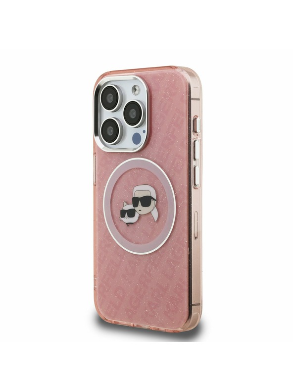 Karl Lagerfeld Karl Lagerfeld IML K&CH Heads Wiederholtes Logo MagSafe Rückseite Hülle für iPhone 15 Pro Max Pink