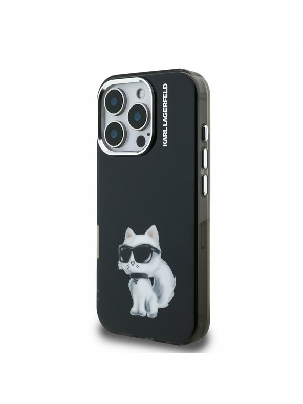 Karl Lagerfeld Karl Lagerfeld IML Aquarelle Choupette Rückseite Hülle für iPhone 16 Pro Schwarz