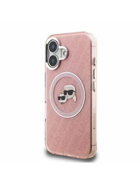 Karl Lagerfeld Karl Lagerfeld IML K&CH Heads Wiederholtes Logo MagSafe Rückseite Hülle für iPhone 16 Pink