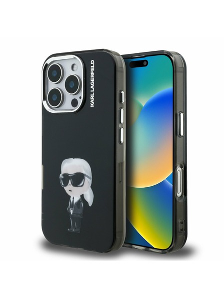 Karl Lagerfeld Karl Lagerfeld IML Aquarelle Karl Rückseite Hülle für iPhone 16 Pro Schwarz