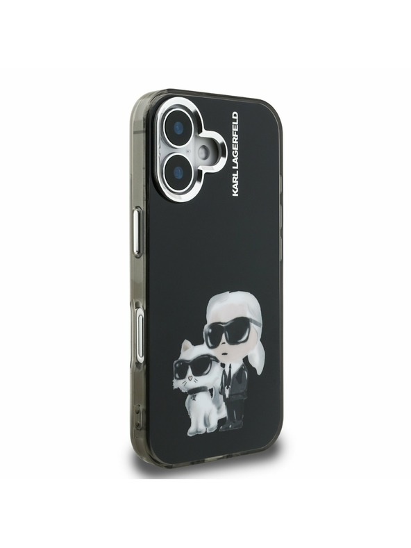 Karl Lagerfeld Karl Lagerfeld IML Aquarelle Karl und Choupette Rückseite Hülle für iPhone 16 Schwarz