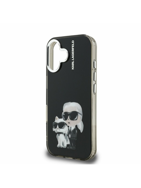 Karl Lagerfeld Karl Lagerfeld IML Aquarelle Karl und Choupette Rückseite Hülle für iPhone 16 Schwarz