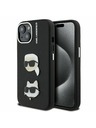 Karl Lagerfeld Karl Lagerfeld Grained PU K&CH Heads Rückseite Hülle für iPhone 15 Schwarz